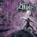 Cover art for 'Warriors of Abyss' video game review by VGamingNews. A warrior wielding a glowing spear faces a horde of shadowy enemies in a dark, mystical landscape.